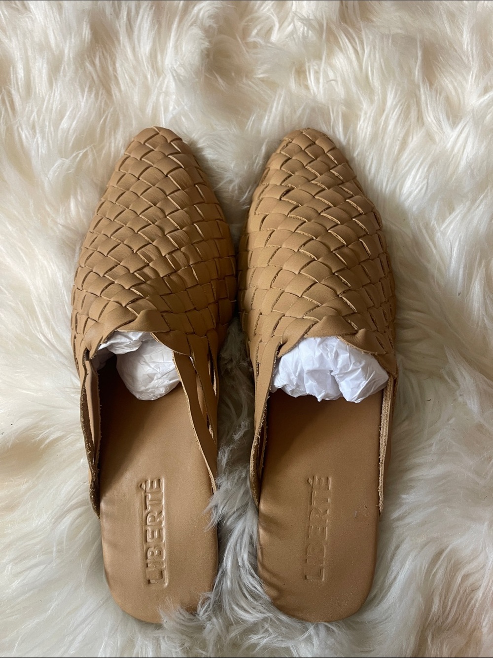 Liberte Tan Woven Leather Mule - Slip-On Clog